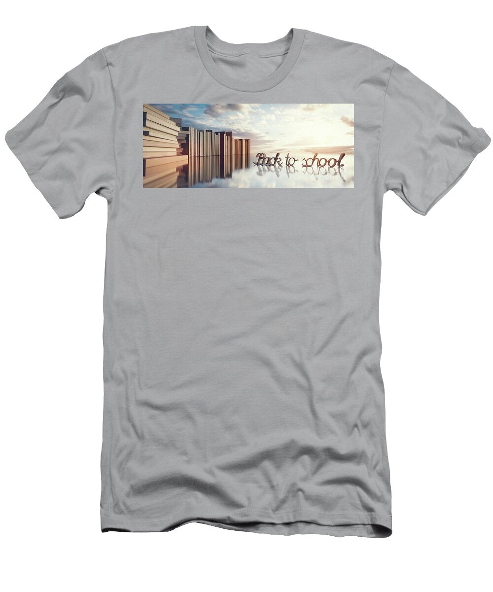 Back to School Stack and Row of Books Education Science and Reading Concept Michal Bednarek T-Shirt