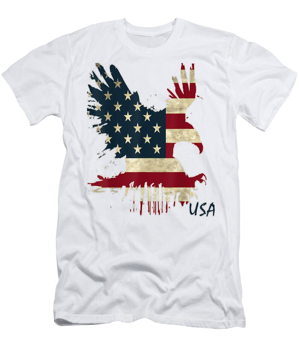 Bald Eagle Fly USA Flag Quang Vu T-Shirt