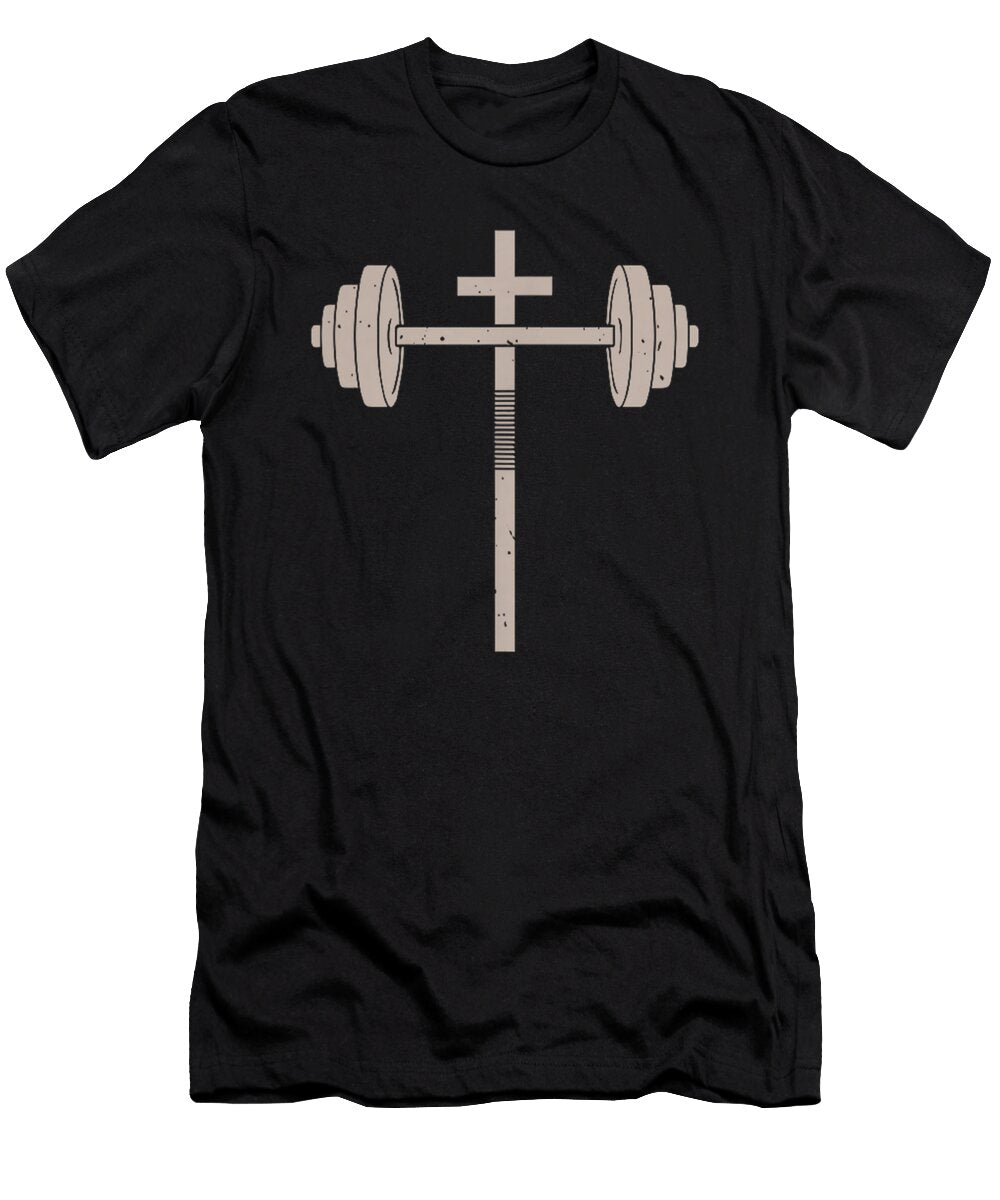 Barbell Cross Dumbbell Workout Christian Lord Gym T Christian Faith Christian Faith Inspirational Wall Art Decor Gift Hung Trong Huynh T-Shirt