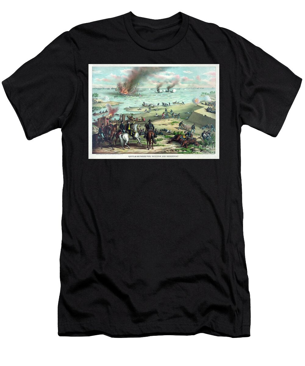 Battle Between the Monitor and Merrimac March 9th 1862 At Hampton Roads Near Norfolk Virginia Kurz and Allison1889 Kurz and Allison T-Shirt