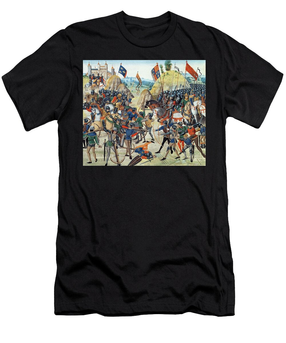 Battle of Crecy From the Hundred Years War From Froissarts Chronicle 24th August 1346 French School T-Shirt