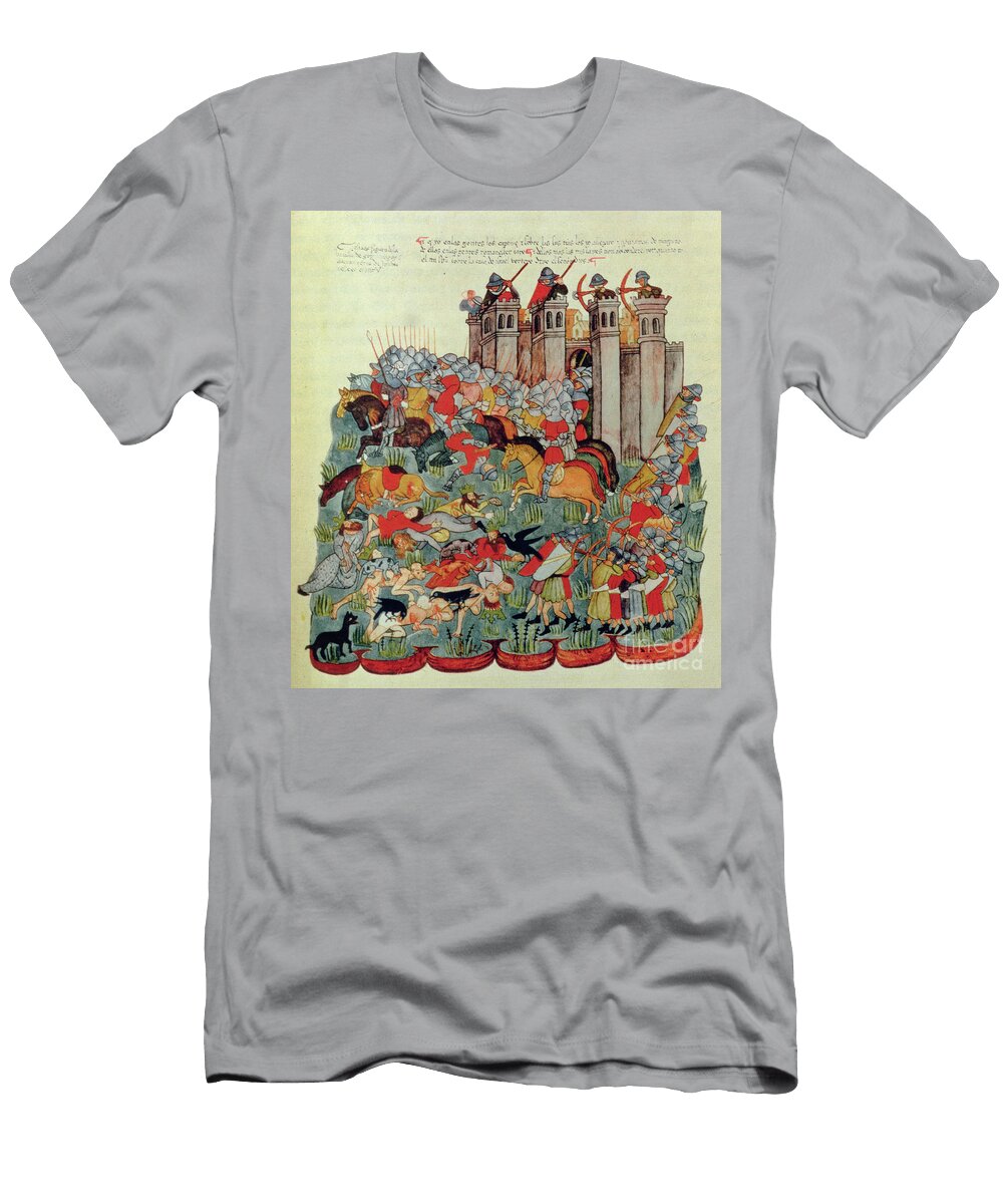Battle Scene From the Biblia De LA Casa De Alba 1430 Vellum Spanish School T-Shirt