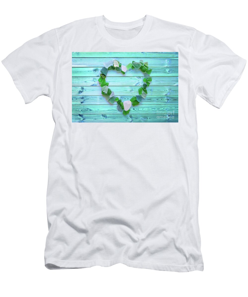 Beach Glass Heart Delphimages Photo Creations T-Shirt