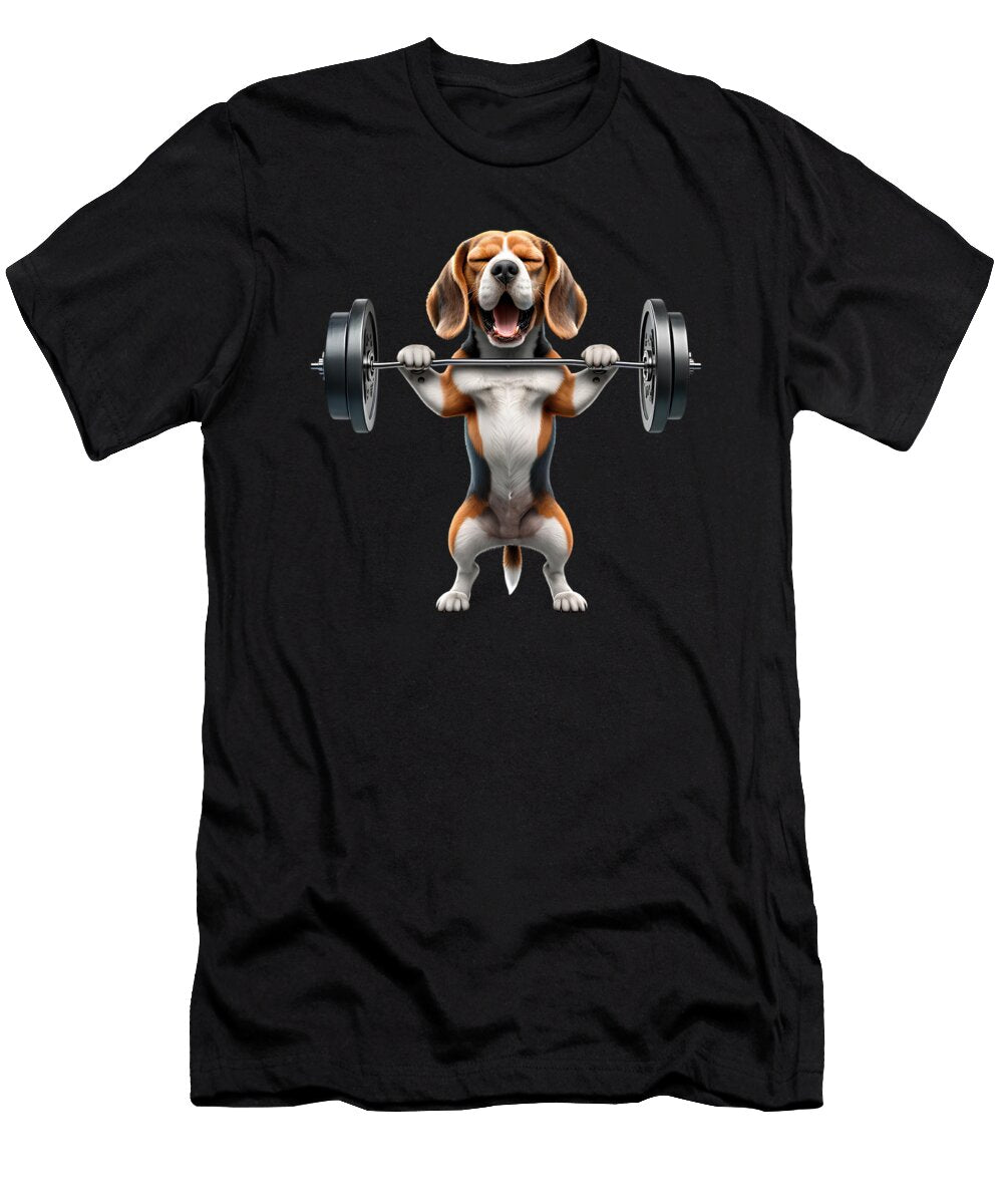 Beagle Deadlift Weightlifting Funny Fitness Workout Gym Dog Lover Job T-Shirt