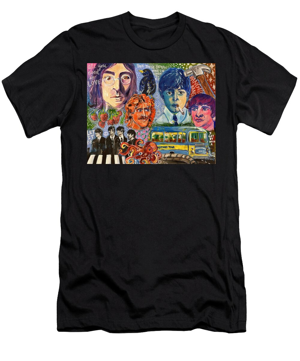 Beatles Collage with Iconic Imagery Molly Carey T-Shirt