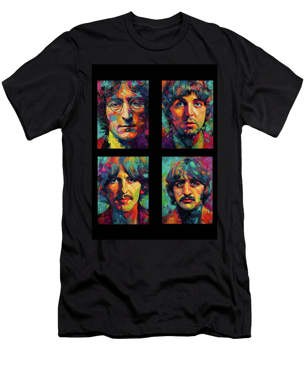 Beatles Pop Art Portrait Painting for Music Lovers Oxford Worthington T-Shirt