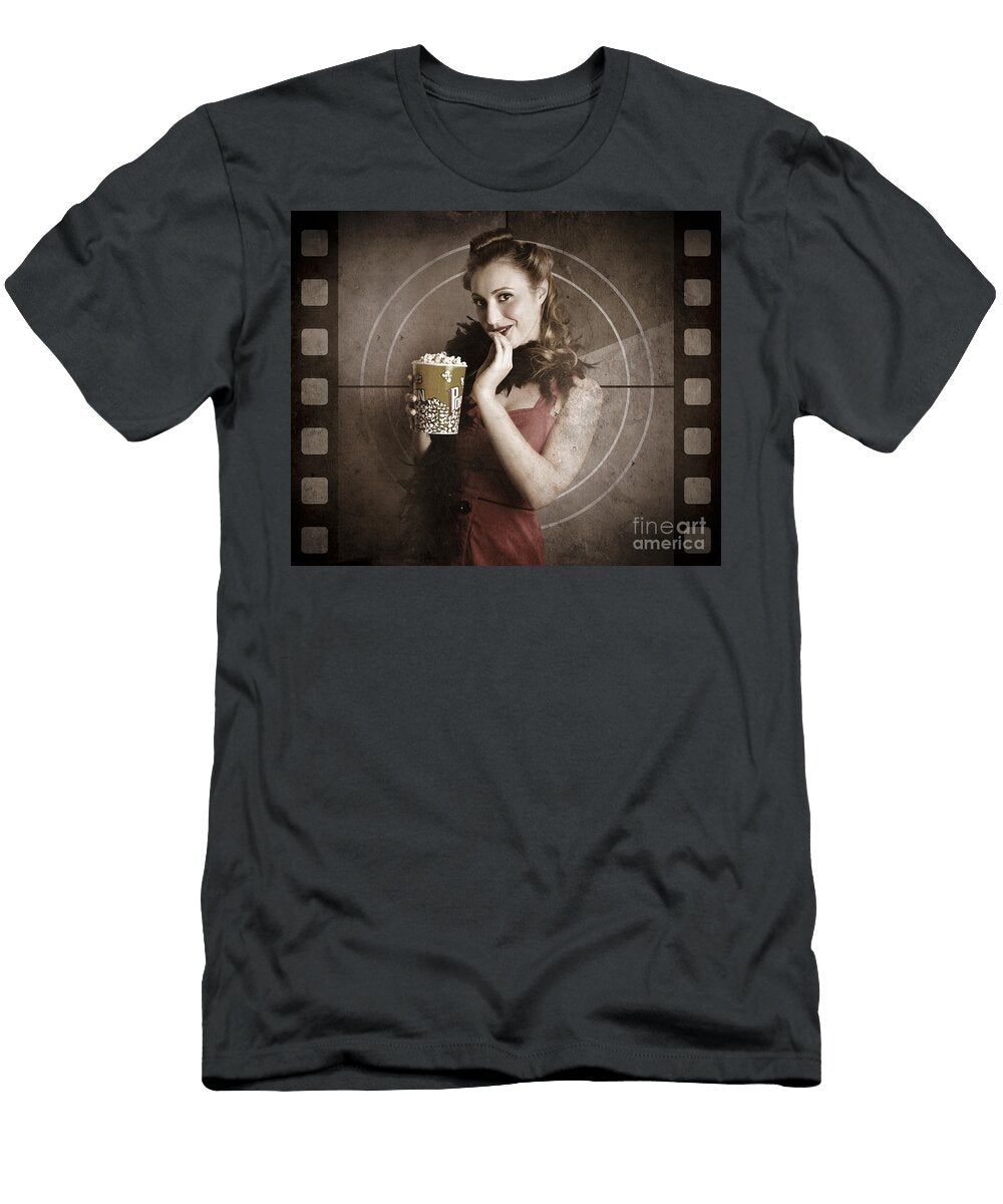 Beautiful Film Actress on Vintage Movie Screen Ryan Jorgensen T-Shirt