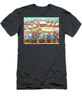 Beautiful Winter Day Laurentian Village Scene Outdoor Rink Hockey Game Painting C Spandau Quebec Art Carole Spandau T-Shirt