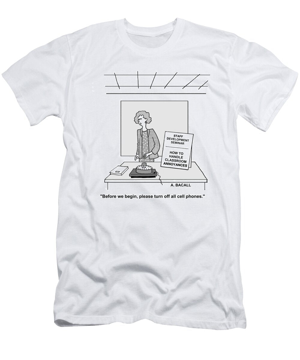 Before We Begin Please Turn Off All Cell Phones Aaron Bacall No Index T-Shirt