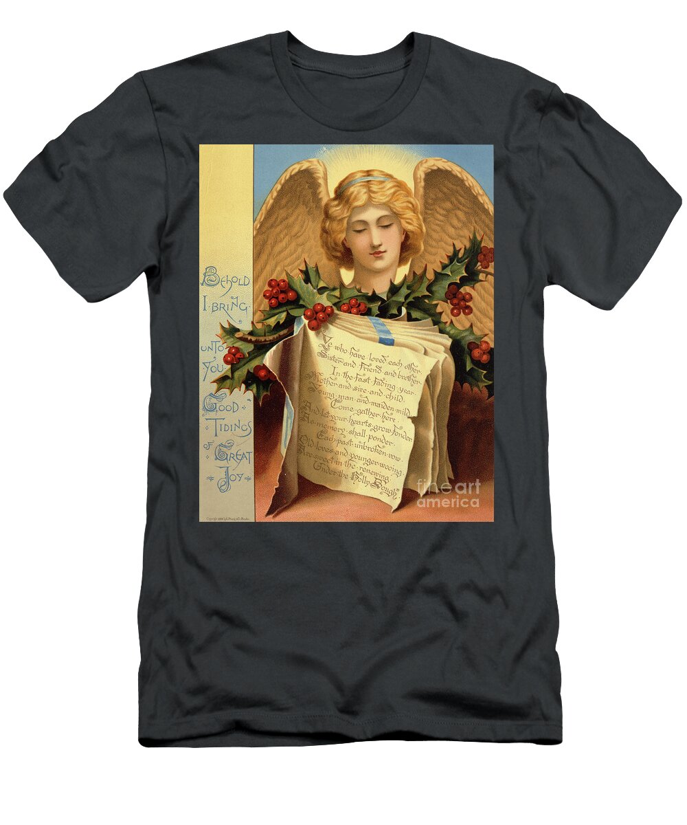 Behold I Bring Unto You Good Tidings of Great Joy Christmas Card Printed By Louis Prang 1884 American School T-Shirt
