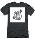 Berserker Lifting Barbell Kettlebell Circle Retro Aloysius Patrimonio T-Shirt