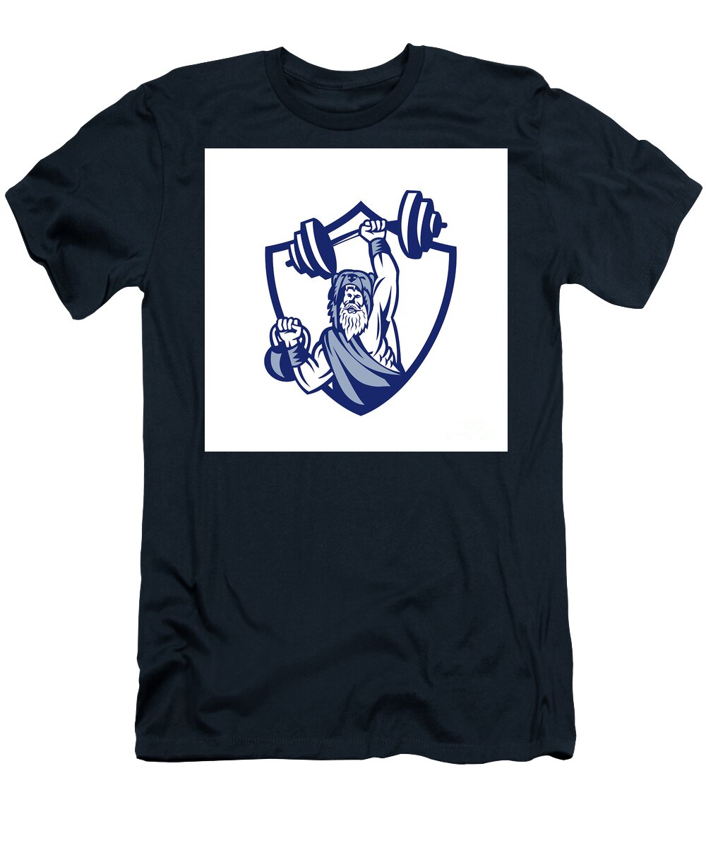 Berserker Lifting Barbell Kettlebell Crest Retro Aloysius Patrimonio T-Shirt