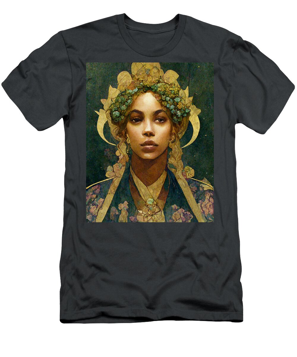 Beyonce in the Style of Alfonso Mucha and Edmun 1421bc63 0a12 4a2f 96b0 4c57919d1adc By Celestial Images T-Shirt