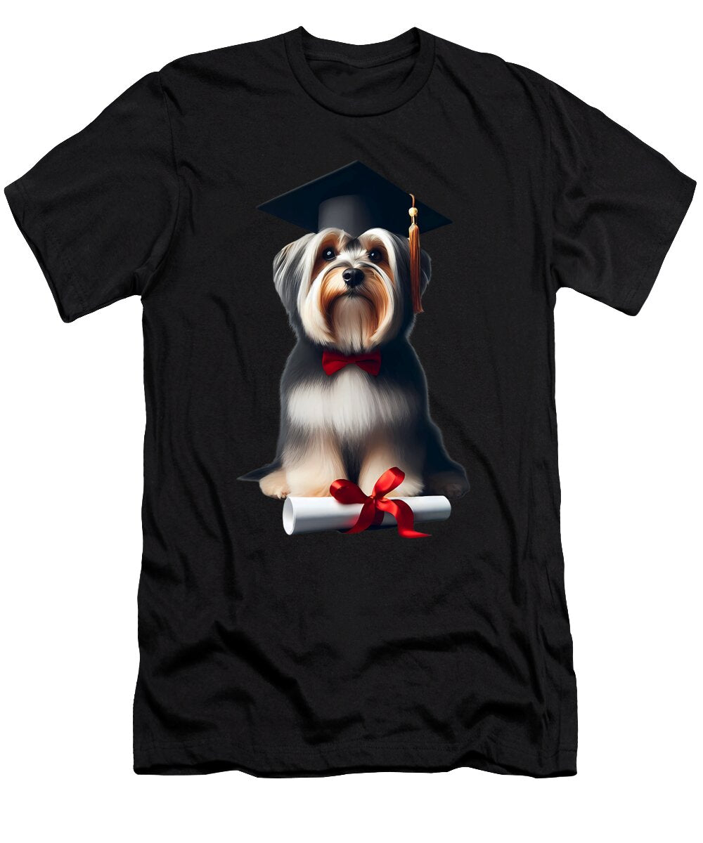 Biewer Terrier Dog Graduation Cap School Owner Sophie Eleanor T-Shirt