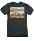 Big Hockey Game Outdoor Ice Rink Snowy Winter Scene Painting Canadian Art C Spandau Quebec Artist Carole Spandau T-Shirt