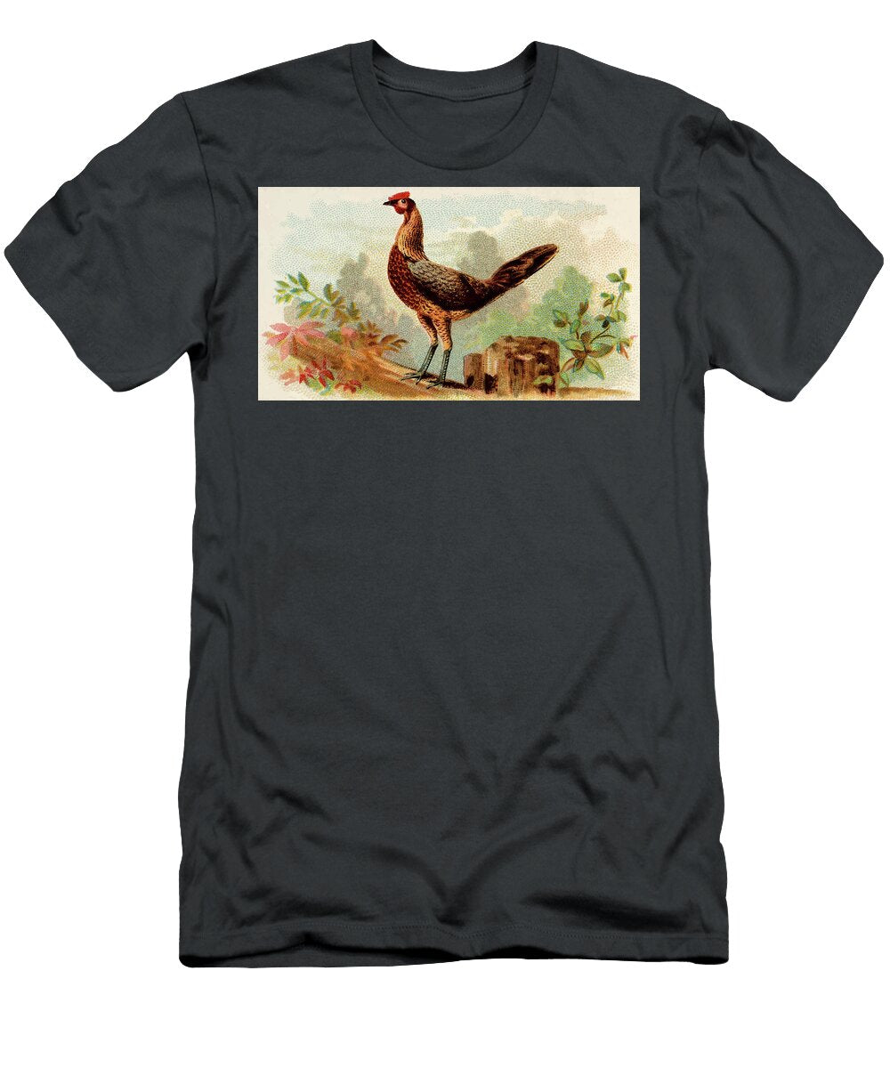 Black Breasted Red Game Hen Vintage Animal Illustration Picked and Shared T-Shirt