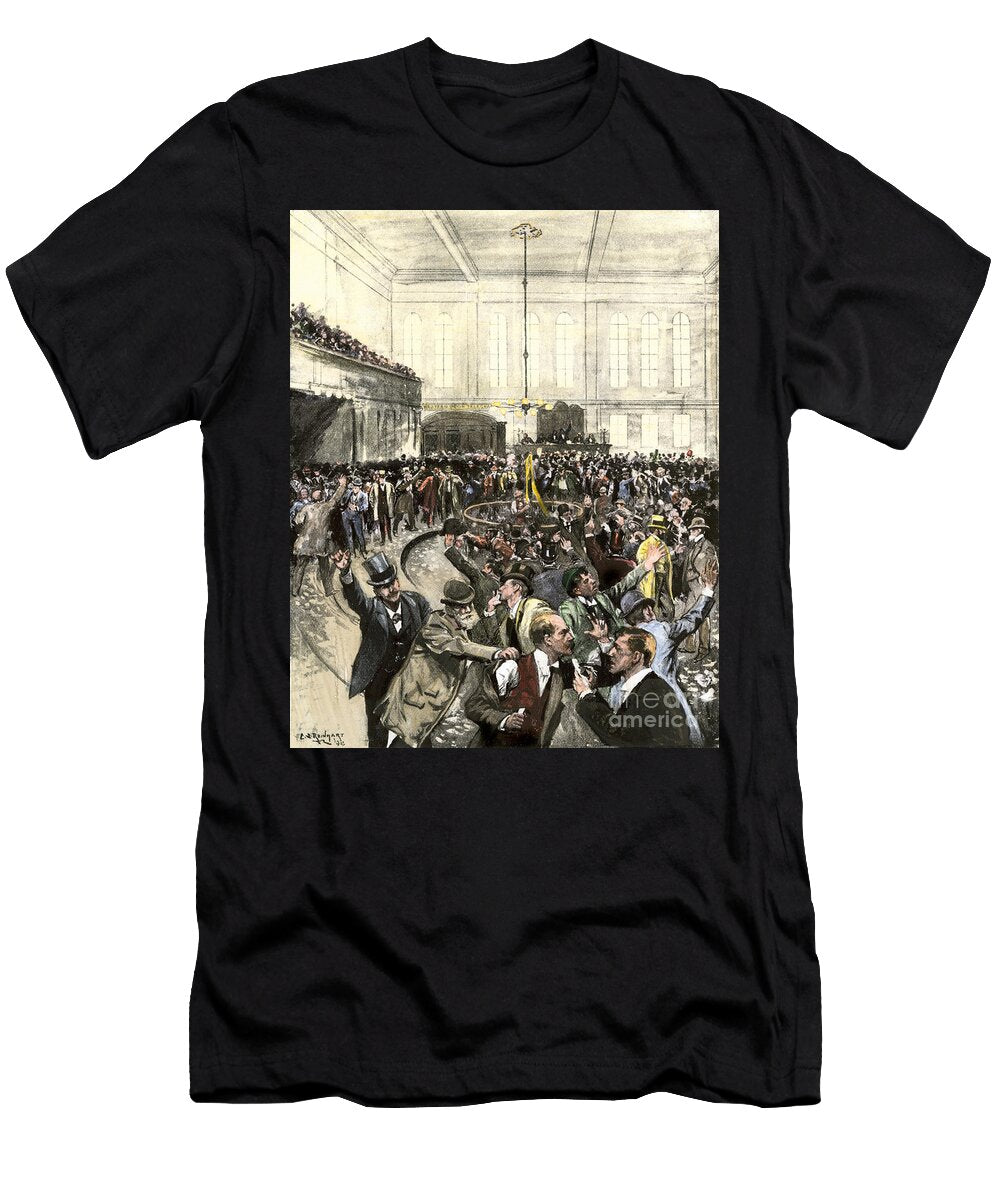 Black Friday At the New York Stock Exchange on September 24 1869 Quarme Caused By the Financial Crisis Colouring Engraving of the 19th Century American School T-Shirt
