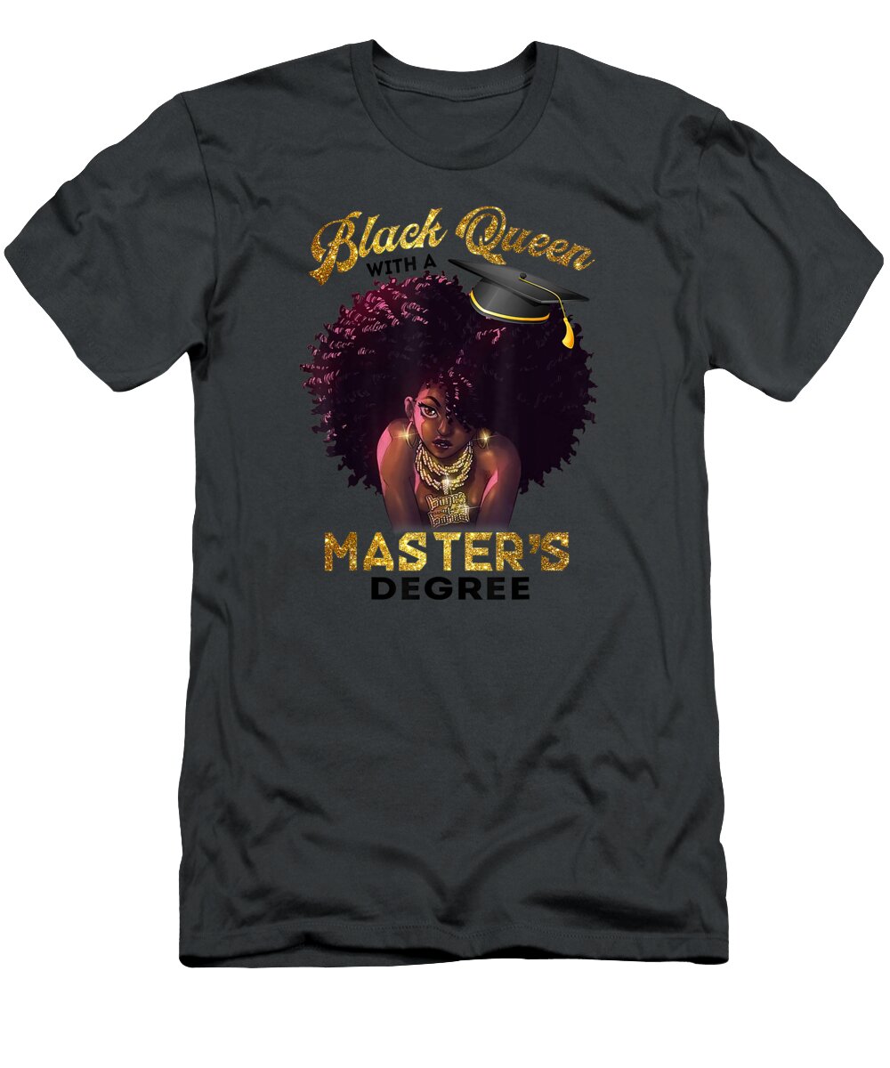 Black Queen Masters Degree Cute Graduation Black T-Shirt
