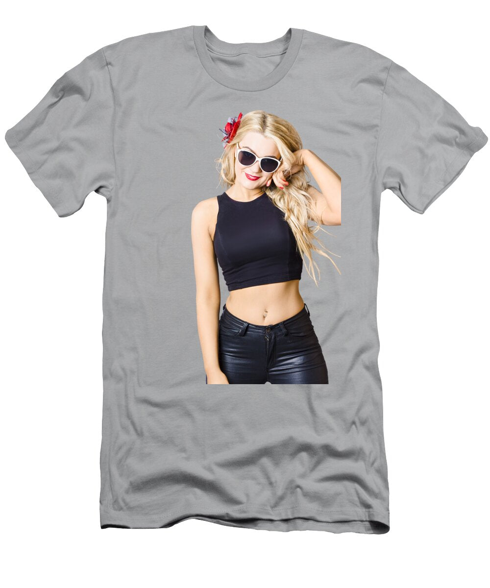 Blond Girl with Red Nails Manicure and Clean Skin Jorgo Photography T-Shirt