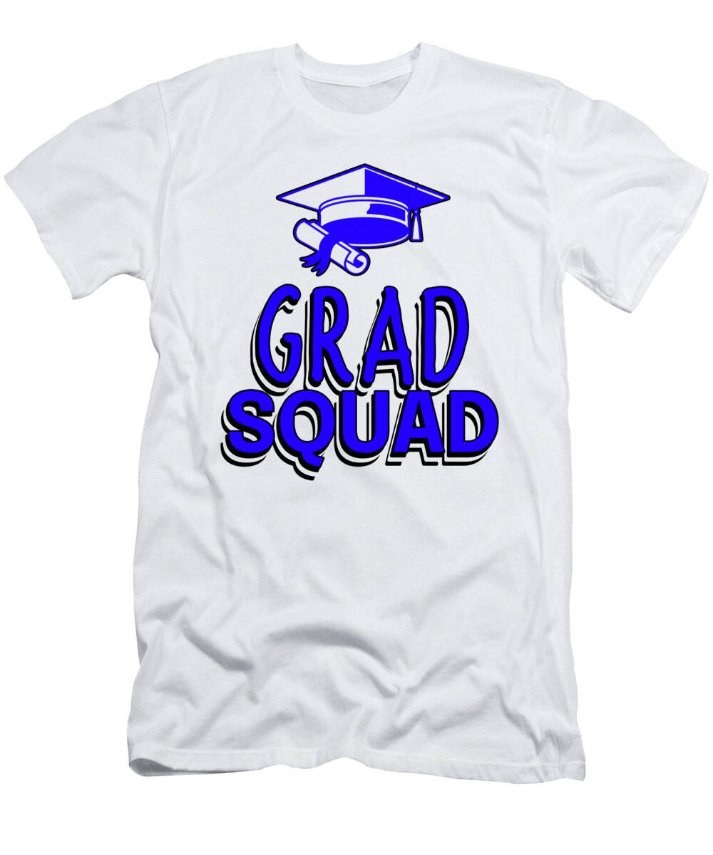 Blue Graduation Squad Cap and Diploma Typgraphy Sartoris Art T-Shirt