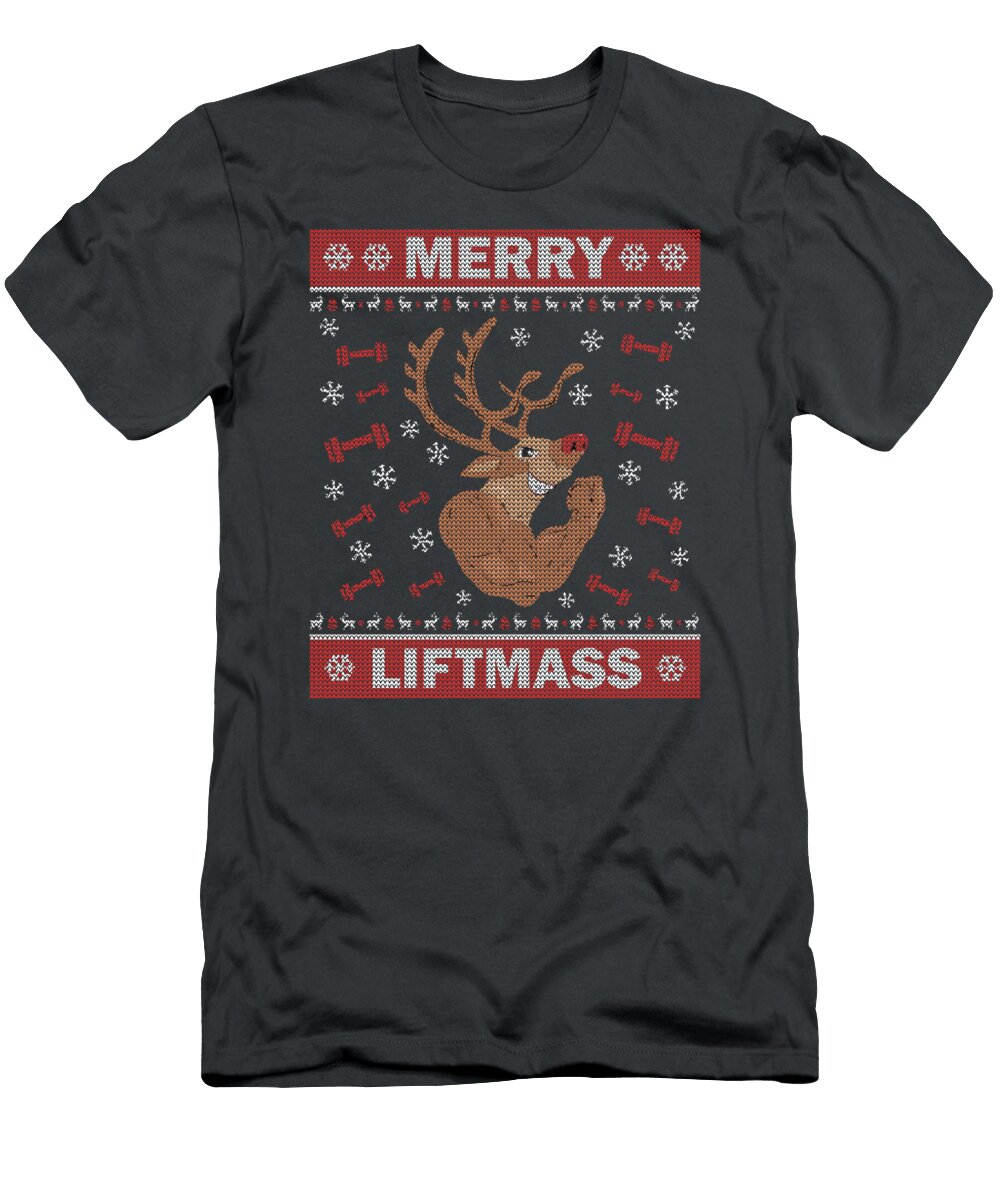 Bodybuilding Ugly Xmas Sweater Gym Workout Merry Liftmas for Christmas Present Paux Sabin T-Shirt
