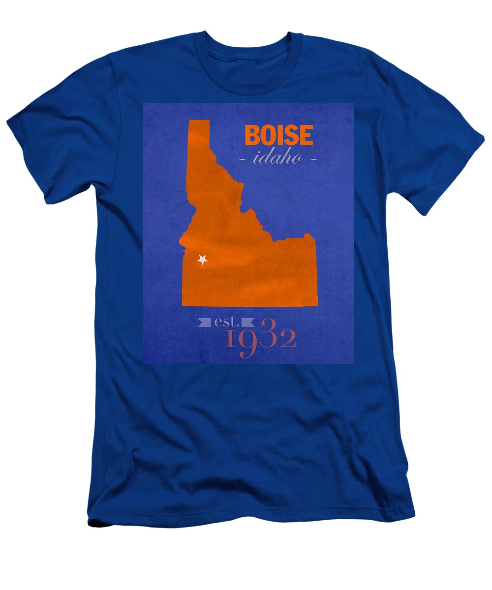 Boise State University Broncos Boise Idaho College Town State Map Poster Series No 019 Design Turnpike T-Shirt
