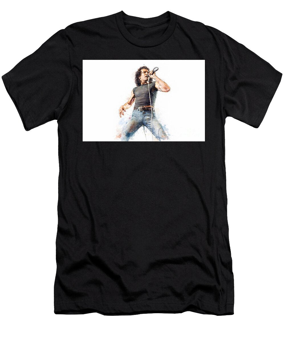 Bon Scott Watercolour Portrait Print Ac DC Rock Legend Wall Art Dcg Art T-Shirt