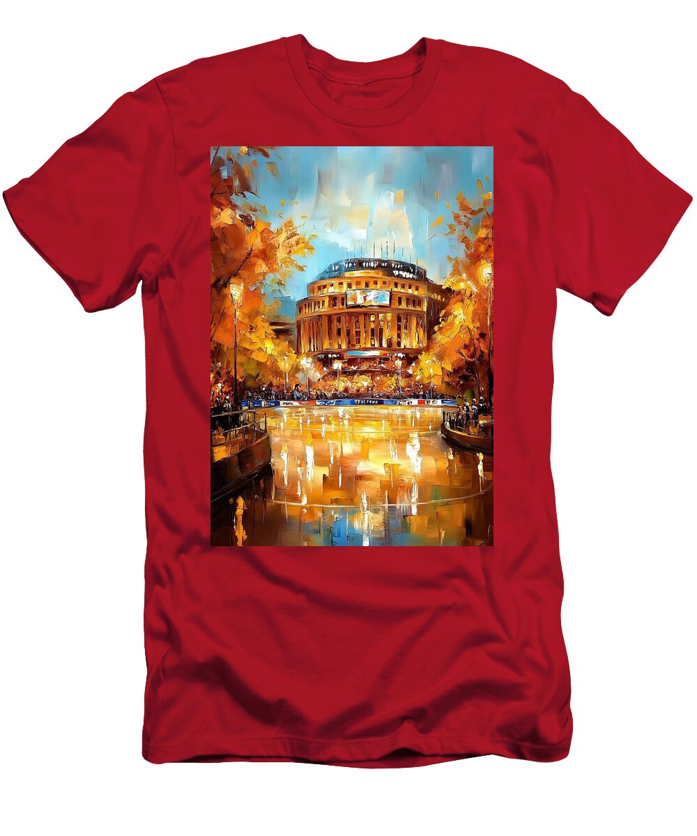 Boston Bruins Td Garden Autumn City Night Hockey Scene Ava Boone T-Shirt