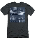 Boston Sports Greatness the Prudential Lit Up for the Red Soxpatriots Celtics and Bruins Mono Blue Toby Mcguire T-Shirt