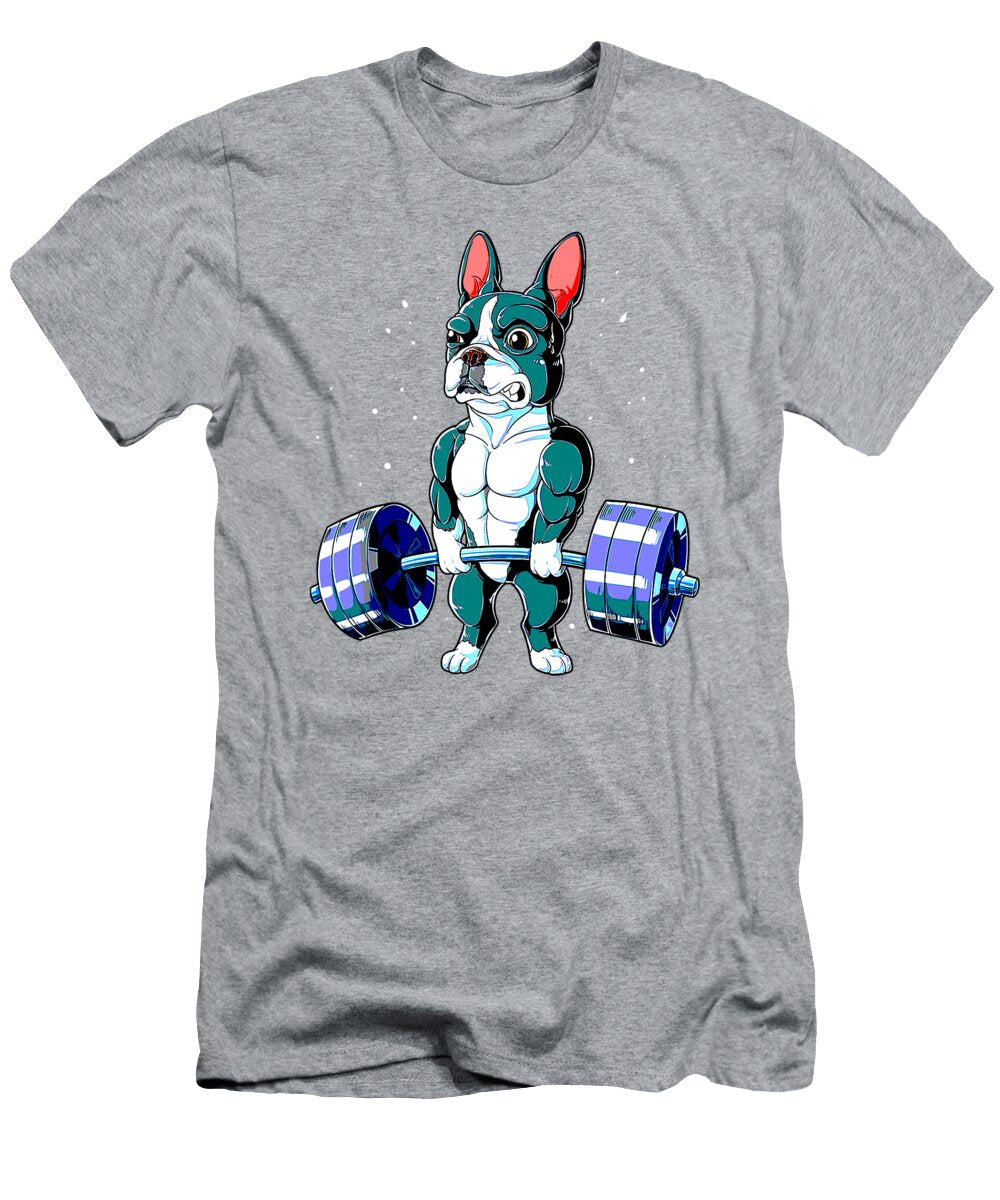 Boston Terrier Weightlifting Funny Deadlift Men Fitness Gym Lleyto Florri T-Shirt