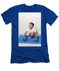 Boy Child of Four Years Old Lifts Dumbbells Five Kilograms in a White Room Standing Elena Saulich T-Shirt
