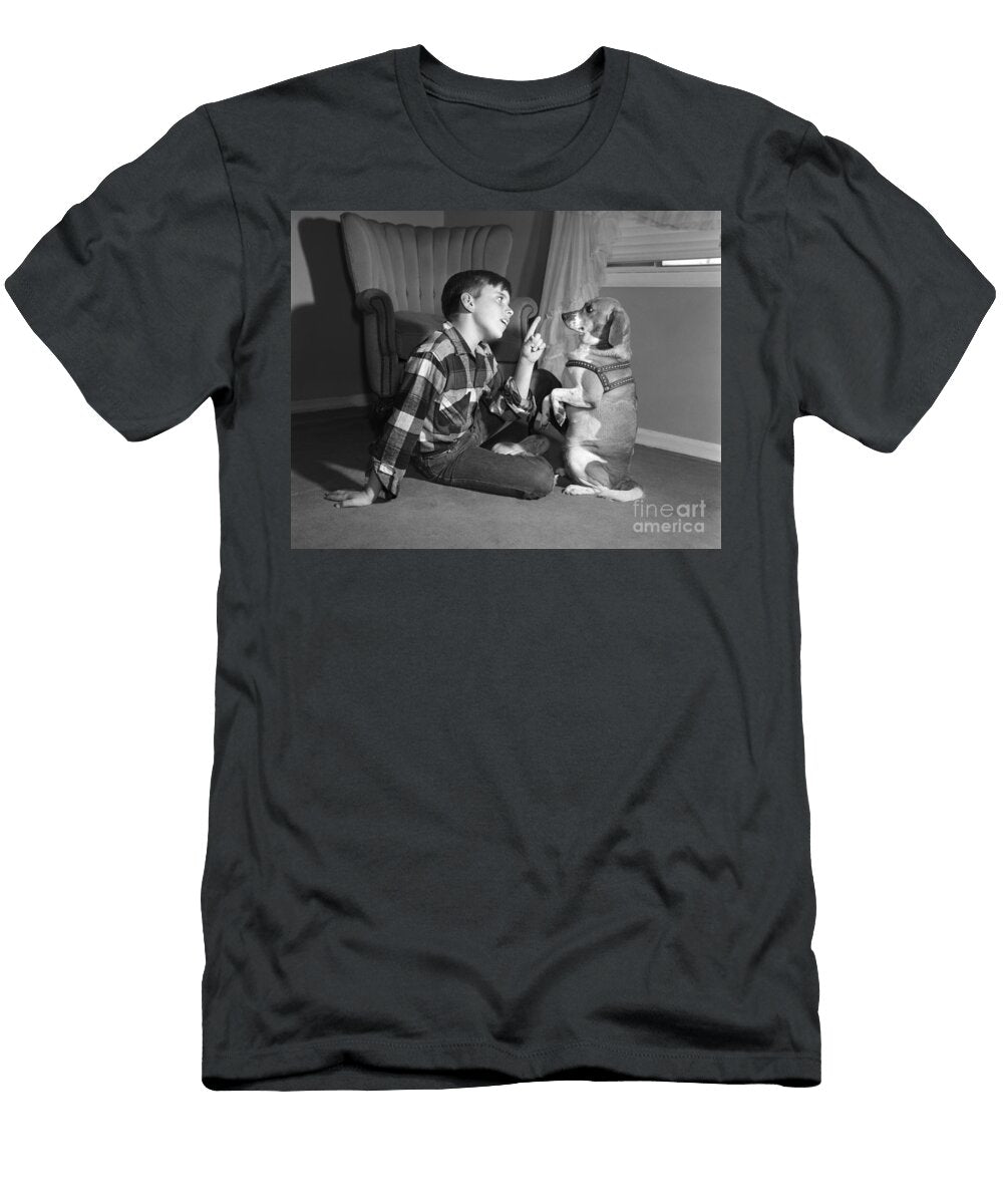 Boy Scolding Dog C1950s Debrockeclassicstock T-Shirt