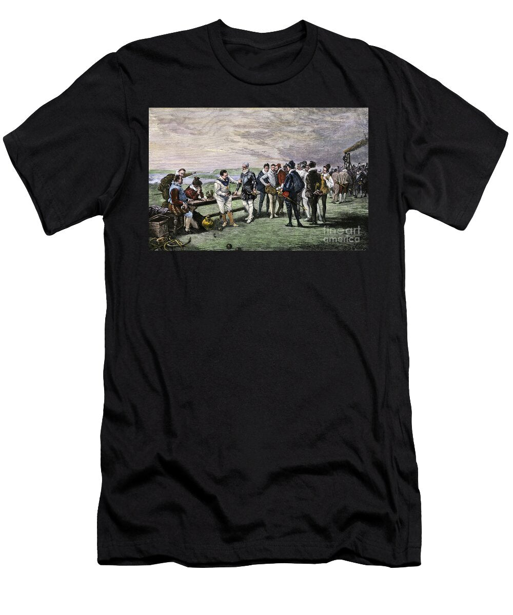 British Navy Officers Playing a Ball Game on Plymouth Hoe American School T-Shirt