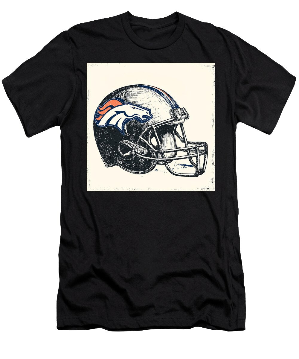 Broncos Football Helmet Design Kevin Walker and Pixel Reverie T-Shirt