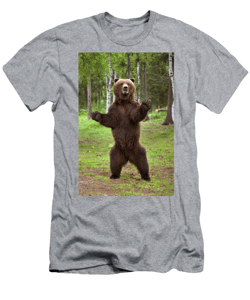 Brown Bear Standing on Hind Legs Charles Vandergaw T-Shirt