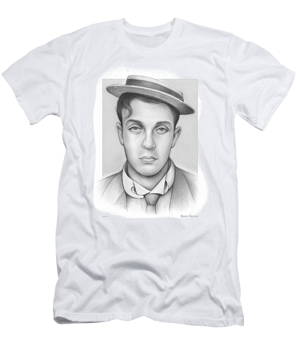 Buster Keaton Portrait with Hat Greg Joens T-Shirt