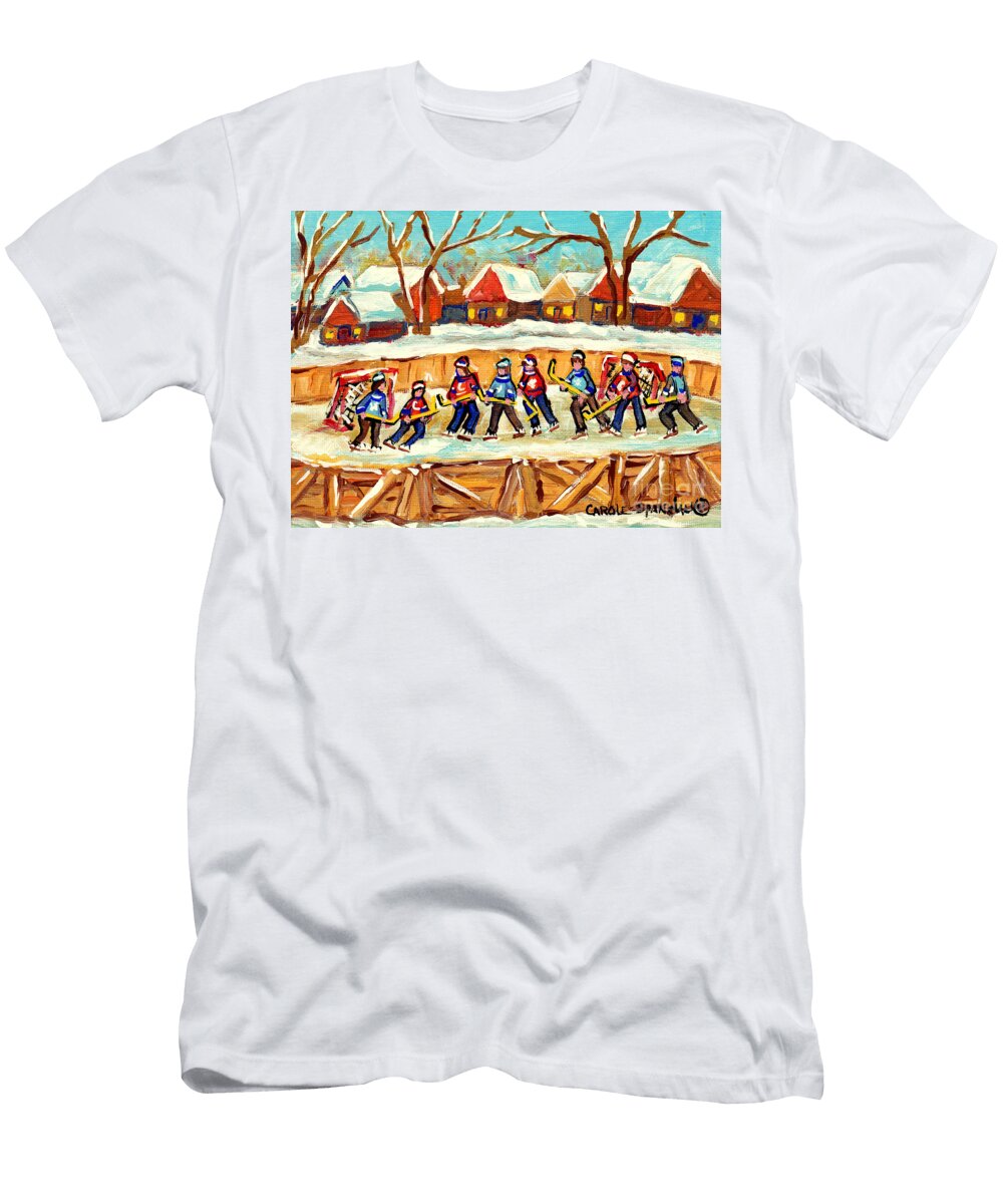 Buy Original Hockey Rink Paintings Prints and Products C Spandau Canadian Art Best Montreal Scenes Carole Spandau T-Shirt