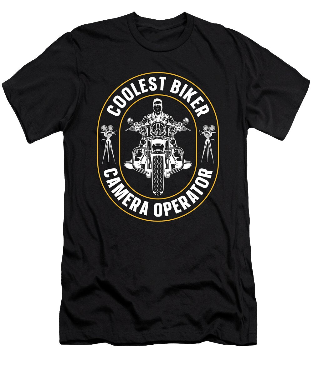 Camera Operator Coolest Biker Camera Movie Maker Tshirtconcepts Marvin Poppe T-Shirt