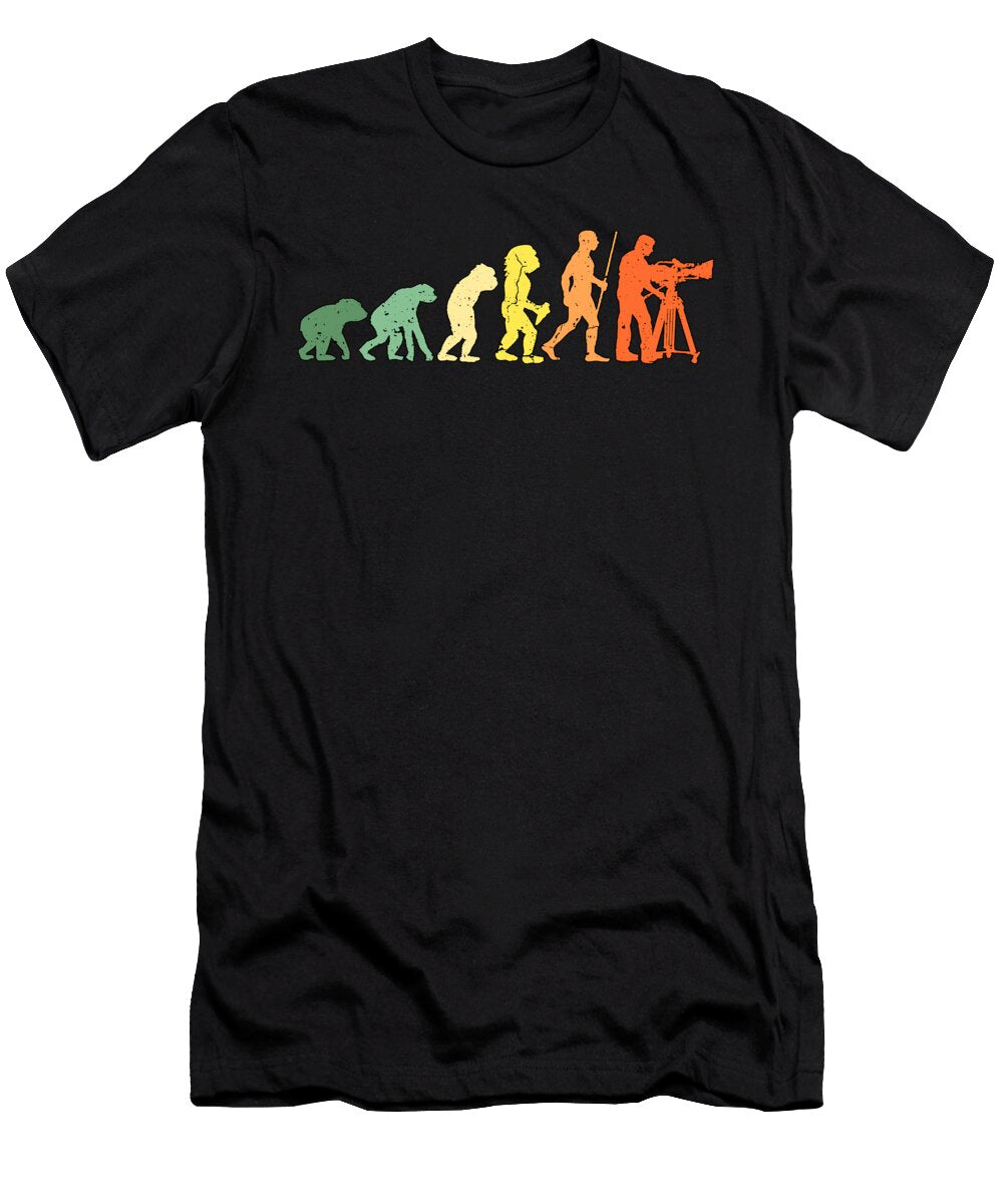 Camera Operator Evolution Retro Video Producer Tshirtconcepts Marvin Poppe T-Shirt