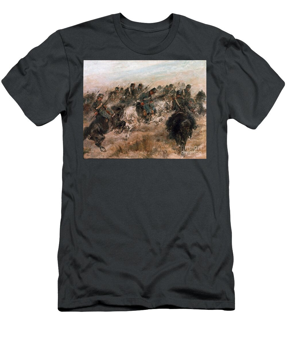 Campaign of Italy 1859 the Charge of the Piemontese Cavalry 19th Century Giovanni Fattori T-Shirt