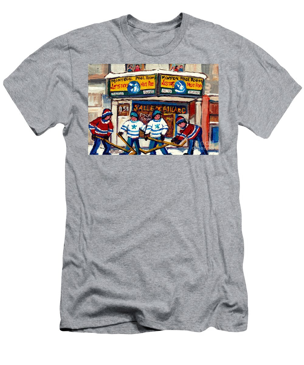 Canadian Art Montreal Pool Room Winter Street Hockey Hockey Quebec Artiste Peintre Carole Spandau Carole Spandau T-Shirt