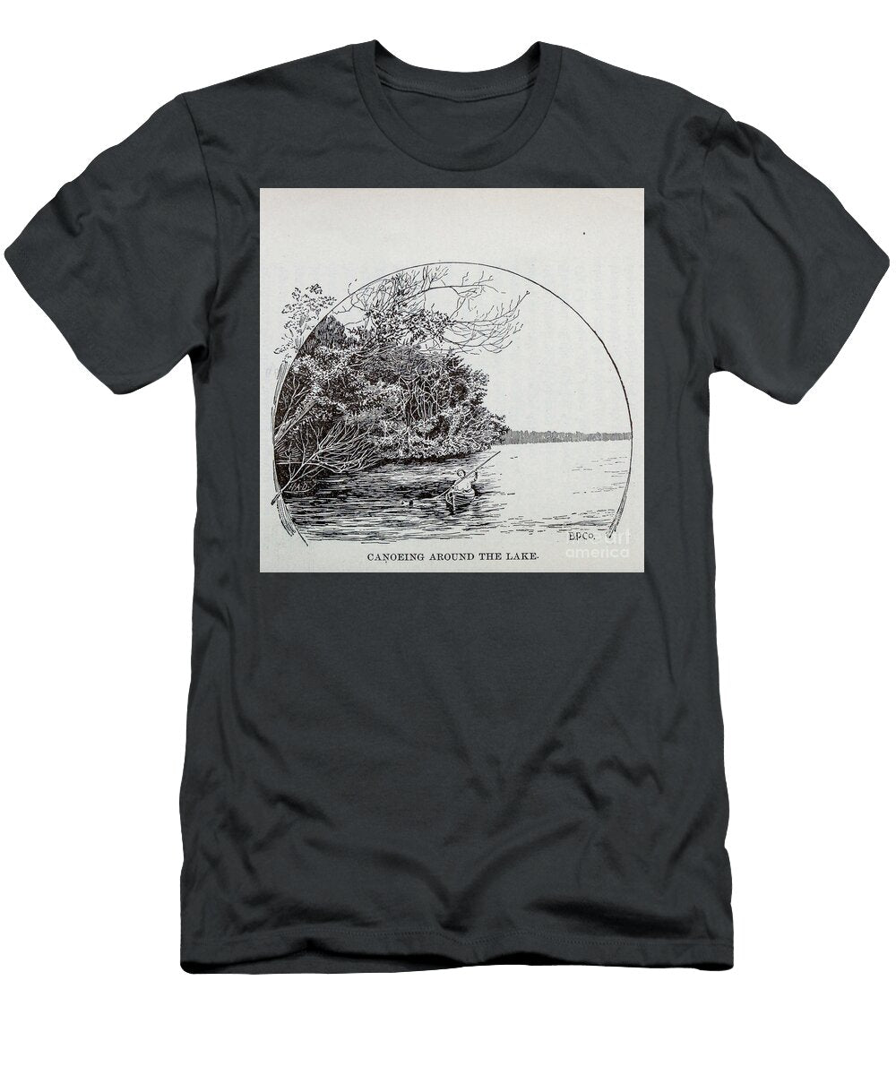 Canoeing Around the Lake L1 Historic Illustrations T-Shirt