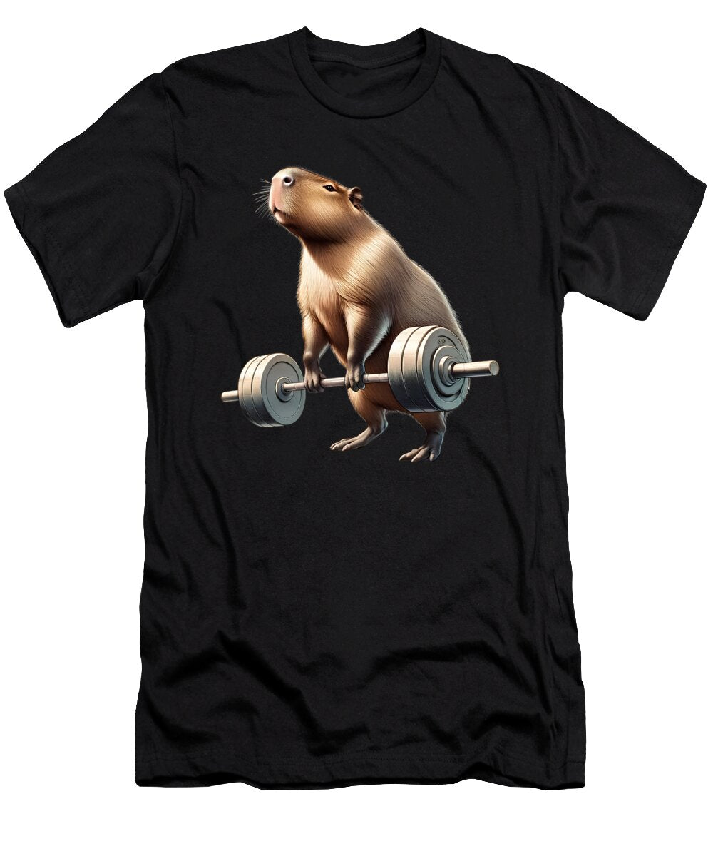 Capybara Deadlift Weightlifting Funny Fitness Workout Gym Job T-Shirt