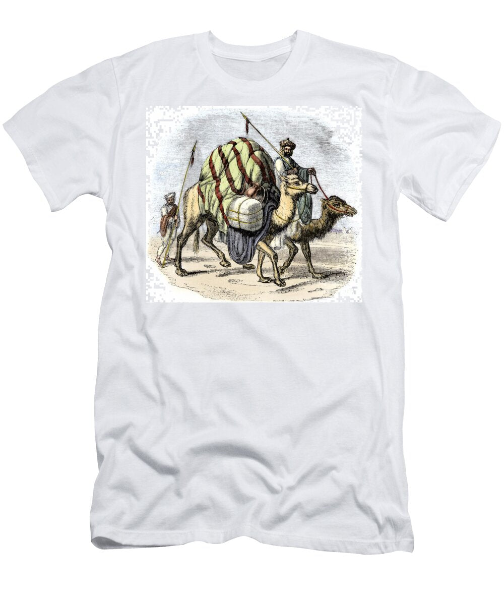 Caravan of Camels Carrying Goods 19th Century Engraving American School T-Shirt