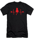 Cat Heartbeat Silhouette Red Ekg Line Rhonda Bolianatz T-Shirt