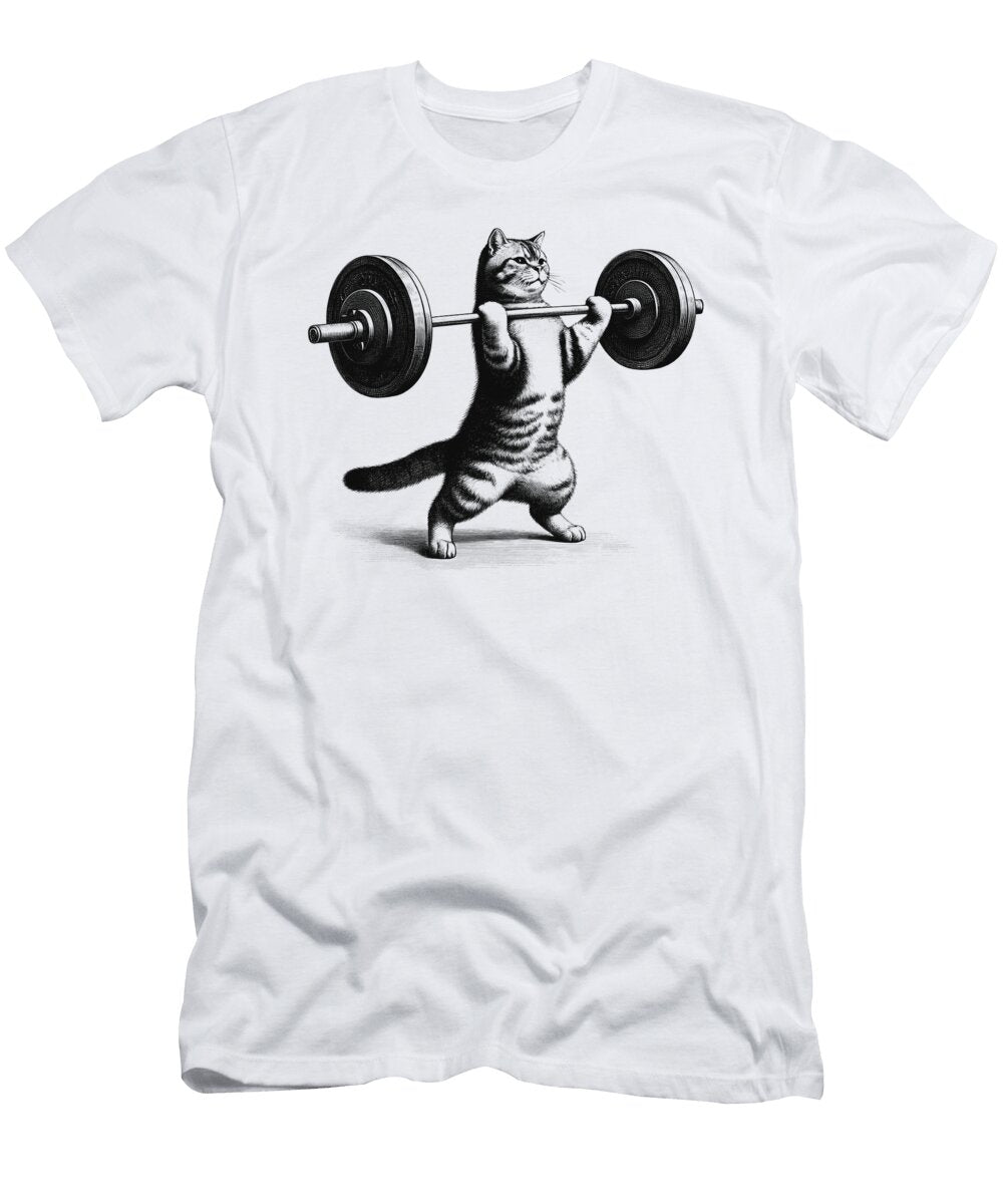 Cat Kitten Deadlift Weightlifting Funny Fitness Workout Gym Job T-Shirt