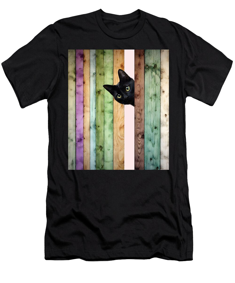 Cat Print Cat Wall Art Cat Art Cat Gift Cats Black Cat Black Cat Print Funny Cats Funny Cat Mounir Khalfouf T-Shirt
