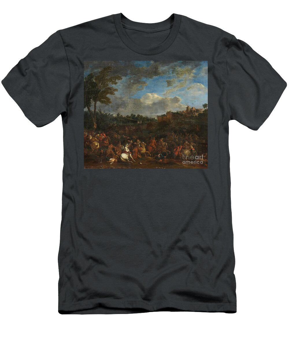 Cavalry Battle By a Village Celestial Images T-Shirt