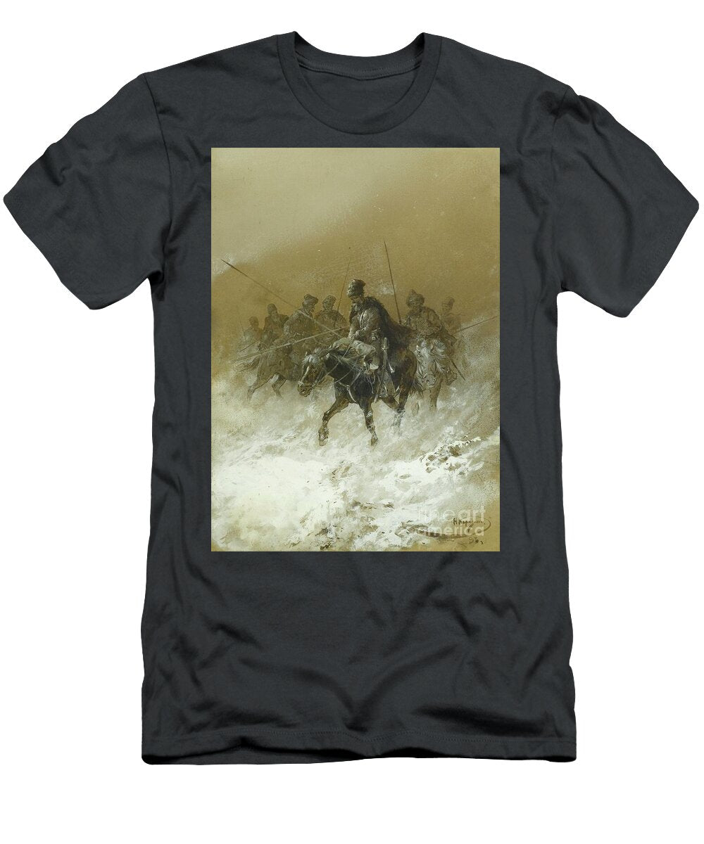 Cavalry in the 1812 Campaign 1893 Pen and Ink Heightened with Gouache on Paper Nikolai Nikolaevich Karazin T-Shirt
