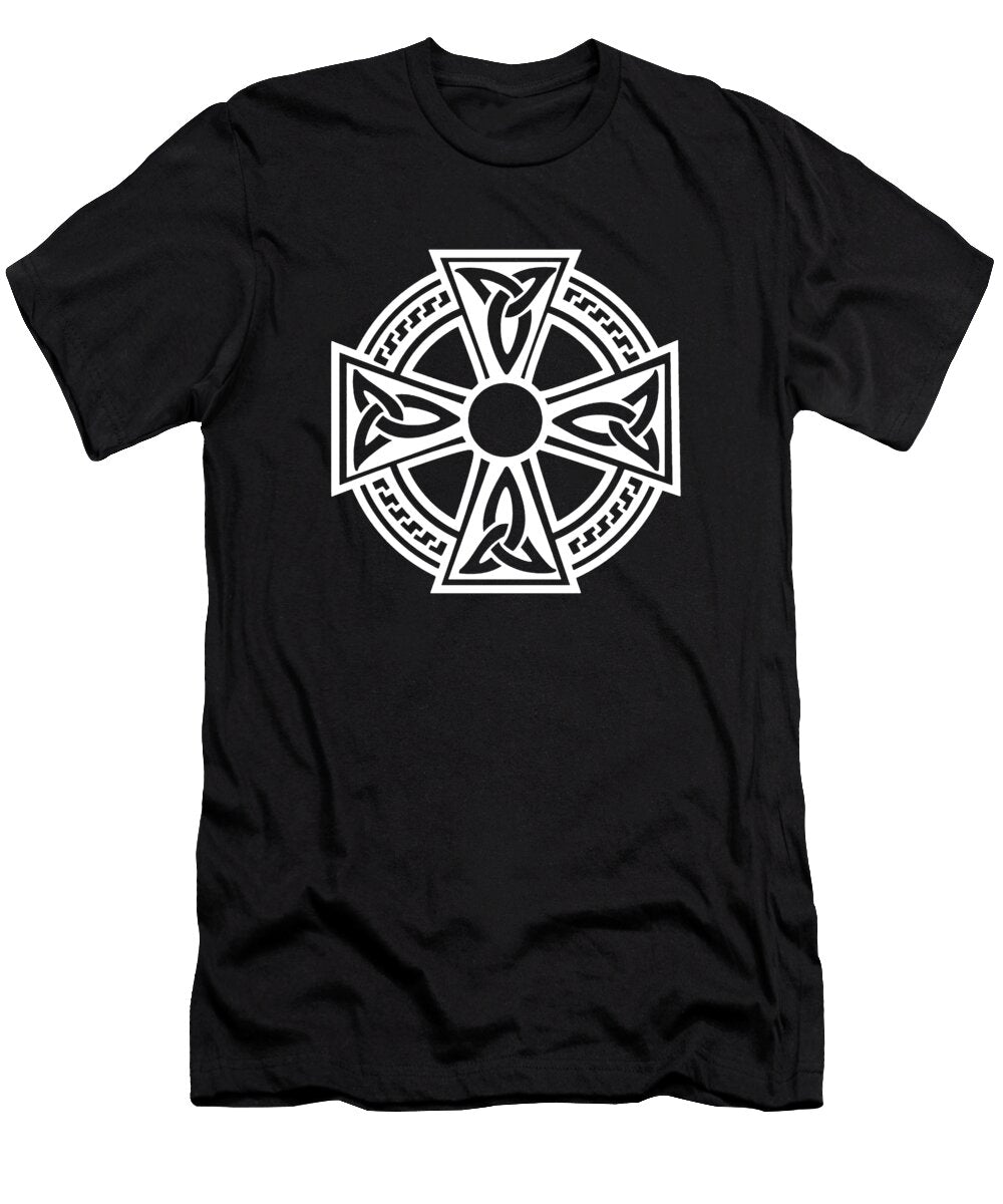 Celtic Cross in White on Black Tom Hill T-Shirt